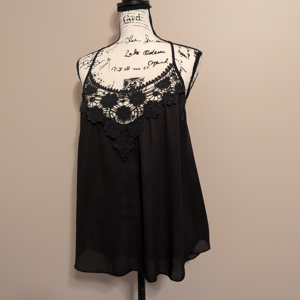 Chic Black Lace Detail Camisole